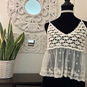 COACHELLA PIECE. Love Tree. Sexy Sheer Tank.